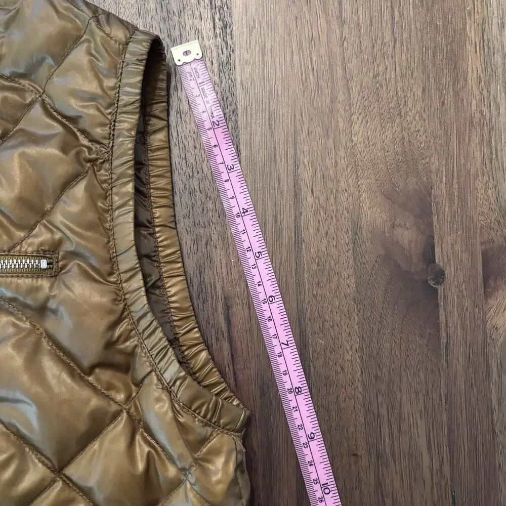 J Crew Puffer Down Vest Women's XS Field Excursion Quilted Olive Cinch Waist
